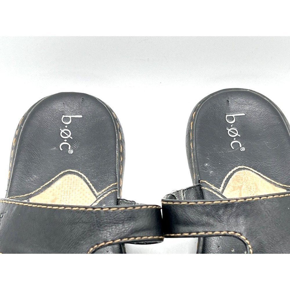 BOC Born Concept Black Thong Flip Flop Faux Leather Sandal Women's Size 10 M - Picture 8 of 11